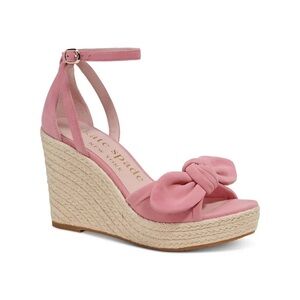 Kate Spade Tianna Rose Pink Suede Espadrille Ankle Strap Wedge Sandals
